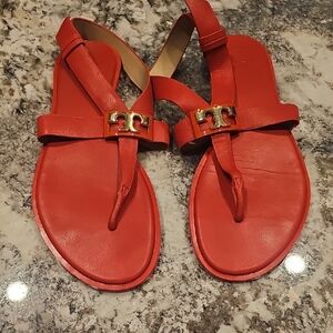 Red Sandals with Gold Accent